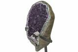 Amethyst Geode with Calcite on Metal Stand - Great Color #126448-7